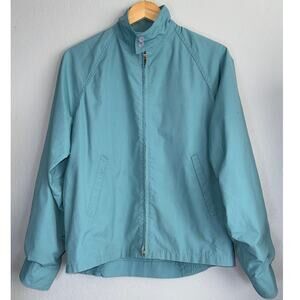 Vintage 80s Blue Full Zip Windbreaker Bomber Jacket Mens Large Normcore Retro